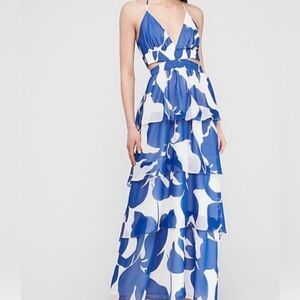 Express Blue and White Maxi Dress